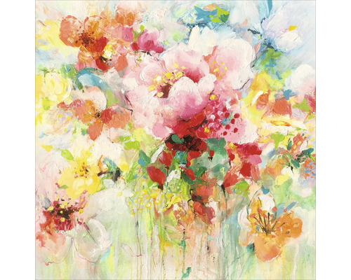 PURE LIVING Schilderij glas Abstracte Bloemen II 50x50 cm Schilderij met bloemmotief