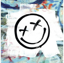 Muurkunst met smileygezicht en graffiti op de achtergrond