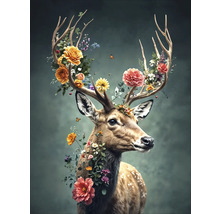 Hert versierd met een gewei en bloemen
