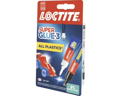Loctite Super Glue-3 voor alle kunststoffen, verpakking van 2 gram plus 4 milliliter