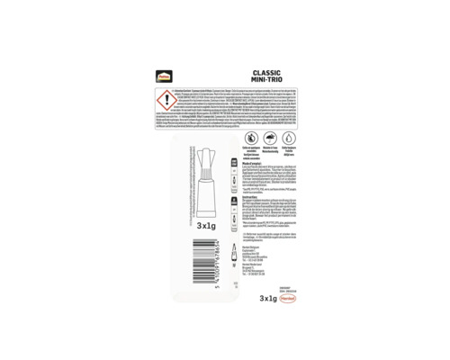 Pattex Classic Mini-Trio secondelijm, 3x1g