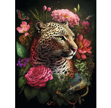 Portret van een luipaard met bloemen