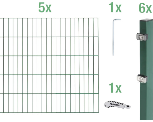 ALBERTS Dubbelstaafmat set 6/5/6 1000 x 120 cm groen