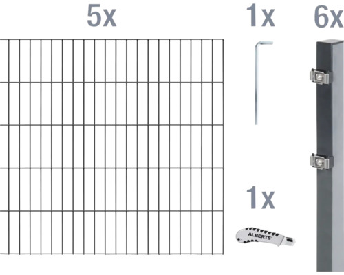 Complete set met hekwerkelementen, palen, inbussleutel en mes
