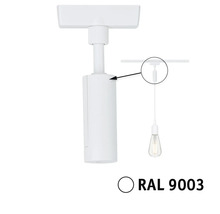 Witte spanningsrail lamp met afbeelding van de bevestiging