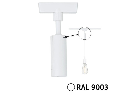 Witte spanningsrail lamp met afbeelding van de bevestiging
