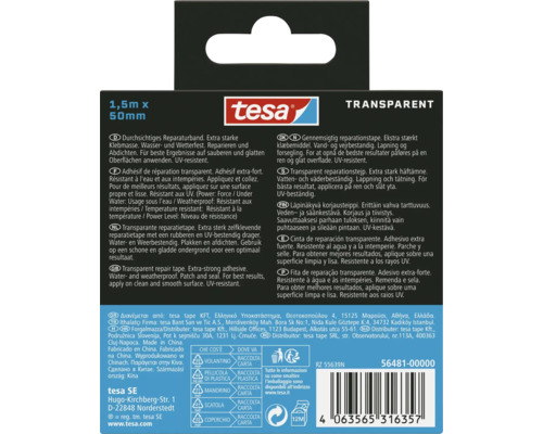 Tesa transparante reparatietape, 1,5 m x 50 mm