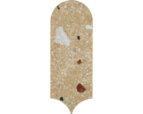 Wandtegel UltraStrong beige 21,5x8 cm Decoratieve terrazzo wandtegel met afgeronde hoeken
