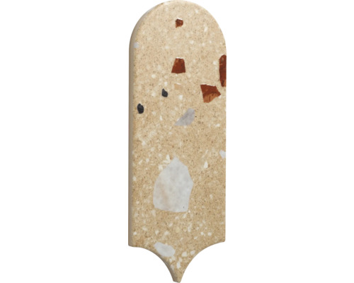 Decoratieve tegel met afgeronde bovenkant en puntige onderkant