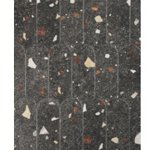 Detailopname van het oppervlak van terrazzo tegels met afgeronde uiteinden