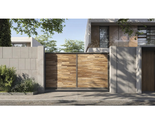 Houten toegangspoort voor een modern huis