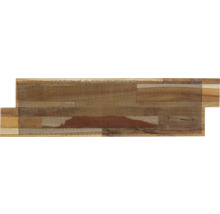 Mozaïektegel van teakhout met net aan de achterkant