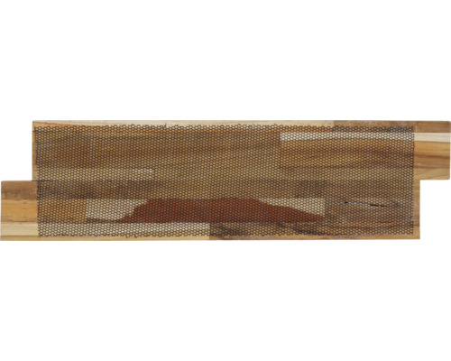 Mozaïektegel van teakhout met net aan de achterkant