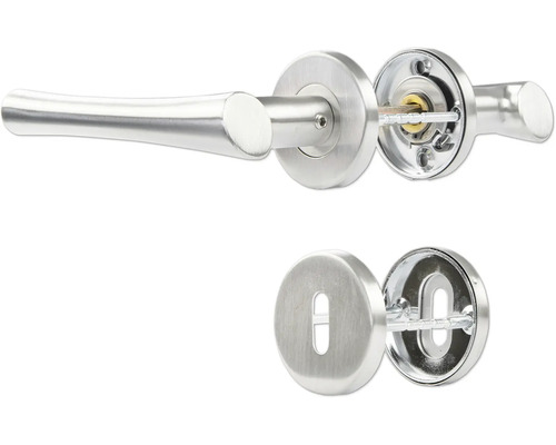 Roestvrijstalen deurklinkstel met rozetten