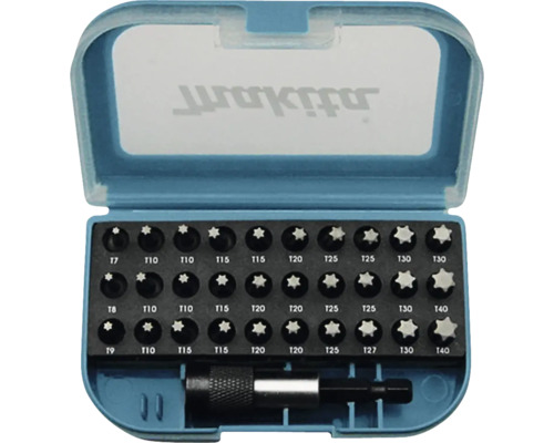 Torx bitset met verschillende maten in blauwe opbergdoos