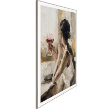 Schilderij met vrouw en wijnglas in lijst