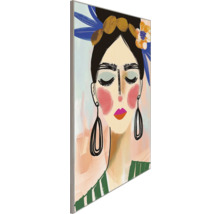 Ingelijste afbeelding met gestileerde weergave van een vrouw met bloemen in haar haar