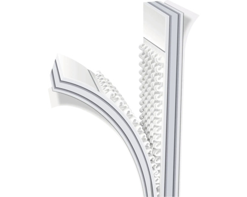 Dwarsdoorsnede van een klittenband met haakjes en lussen