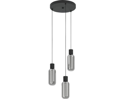 EGLO Hanglamp Maione 3-lichts rond zwart-rookglas