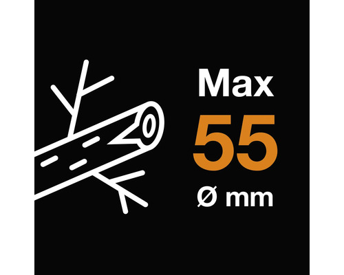 Maximale houtdikte 55 millimeter