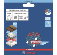 Bosch Expert 0780 folieset, 9-delig, korrelgroottes 80, 120 en 180, diameter 125 mm