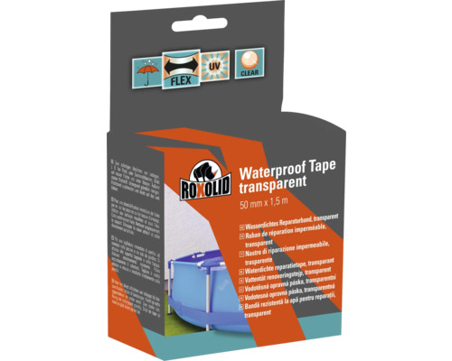 ROXOLID Waterdichte reparatietape transparant 50 mm x 1,5 m Roxolid Waterproof Tape transparant, 50 millimeter bij 1,5 meter