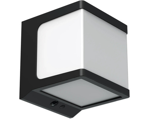 Kubusvormige buitenwandlamp met bewegingsmelder