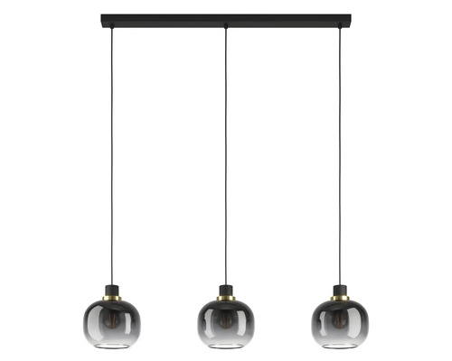 Hanglamp met drie lampen en glazen kappen