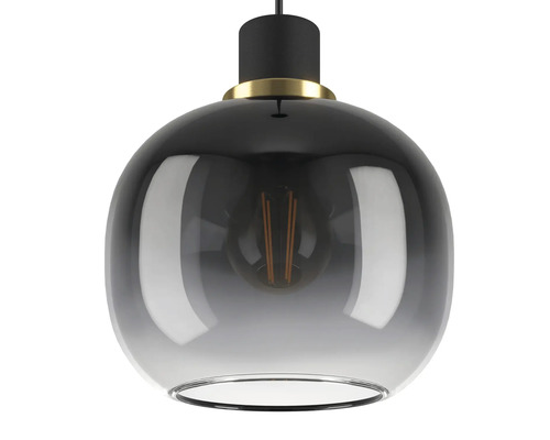 Hanglamp met rookglazen kap