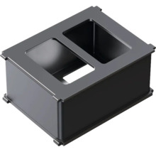 Zwarte plantenbak met twee compartimenten voor de tuin