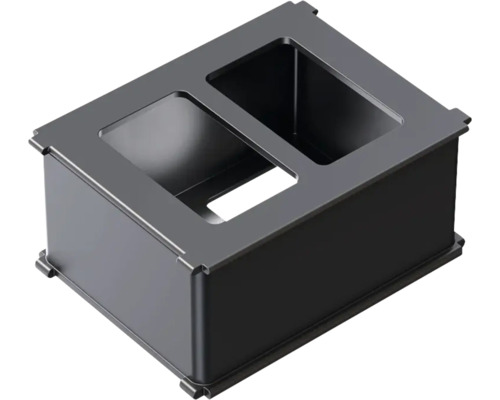 Zwarte plantenbak met twee compartimenten voor de tuin