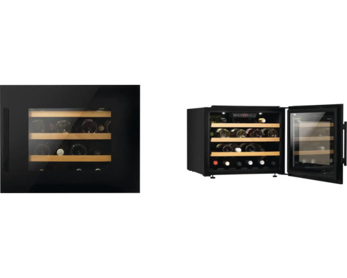 Wijnkoelkast met houten planken voor het bewaren van wijnflessen