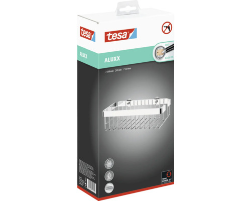 Verpakking van een Tesa Aluxx doucheplank met de afmetingen 300 x 87 x 147 mm