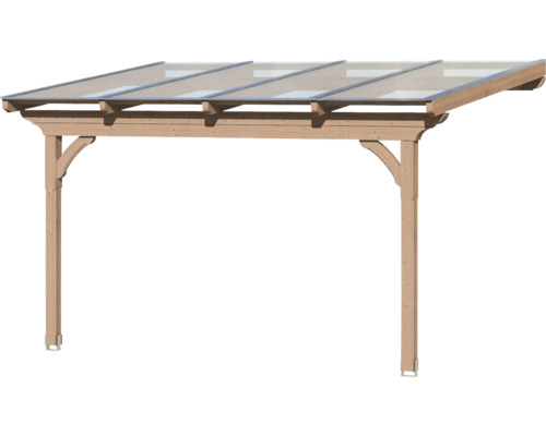 Houten carport met glazen dak