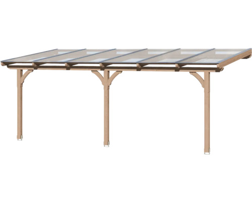 Houten terrasoverkapping met transparante panelen