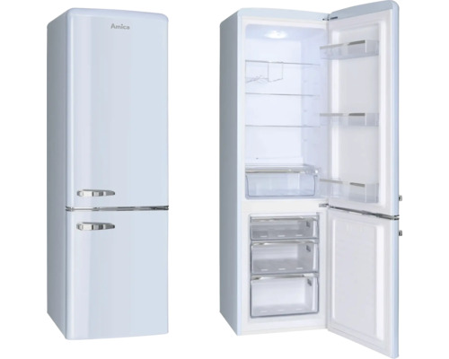 Amica koel-vriescombinatie, retro ontwerp, met open deur