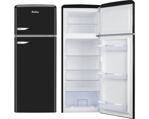 Amica koelkast met vriesvak, vooraanzicht gesloten en geopend