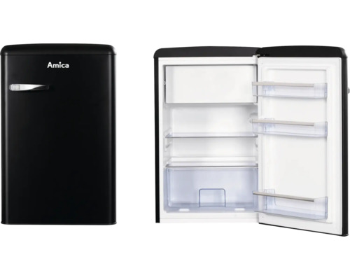 Amica koelkast in retrodesign met deurvakken en planken