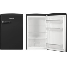 Amica koelkast in retrodesign, met deur open en dicht.