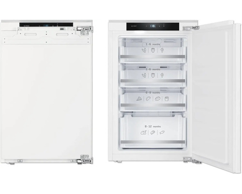 Integreerbare vriezer met open deur, interieurindeling met vrieslades