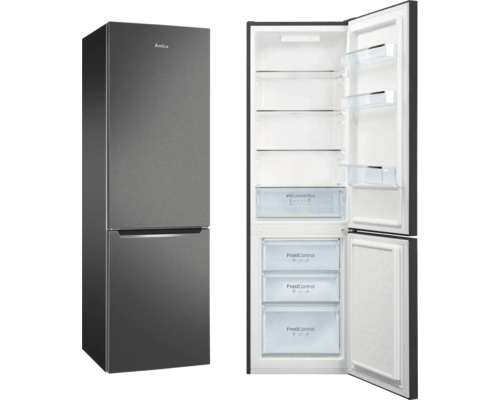 Amica koel-vriescombinatie met open deur, interieur zichtbaar