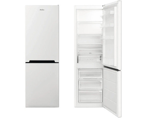 Amica koel-vriescombinatie, deur geopend, interieur met planken en laden zichtbaar