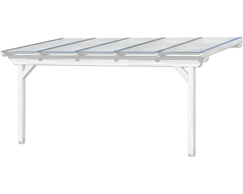 Vrijstaande carport met lichtdoorlatend dak ter bescherming van voertuigen tegen weersinvloeden