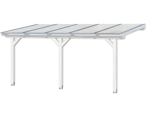 Overkapping met transparante platen en wit frame