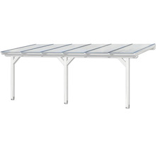 Vrijstaande carport met transparante overkapping en wit frame