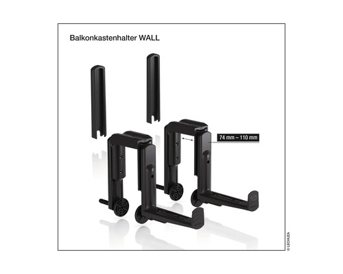 Balkonbakhouder voor wandmontage, verstelbaar tussen 74 en 110 millimeter
