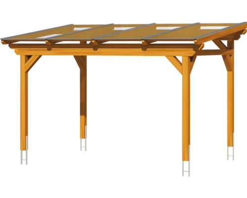 Houten paviljoen met transparante dak elementen voor de tuin