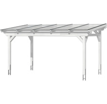 Carport met houten frame en transparant dak