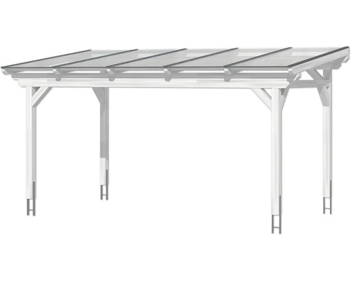 Carport met houten frame en transparant dak