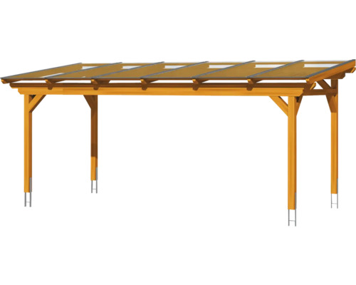 Houten carport met transparante dakpanelen